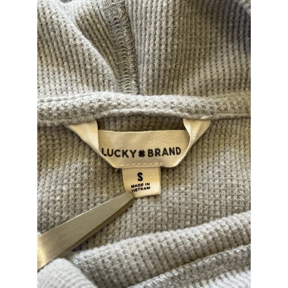 Lucky Brand Women’s Funnel Neck Long Sleeve Waffle Knit Top Heather Grey Small - Picture 6 of 12